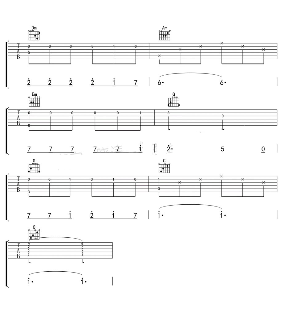 《同桌的你指弹谱简单版》_群星_老狼_图片谱高清版_吉他图片谱3张 图3