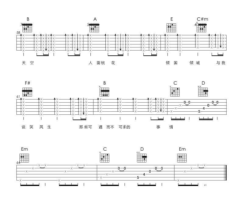 《清风徐来吉他谱》_群星_王菲_六线谱编配_吉他图片谱6张 图6