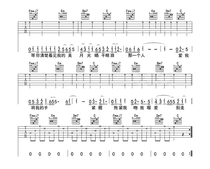 《拥抱简单版吉他谱》_群星_五月天_C调六线谱编配_C调_吉他图片谱3张 图3