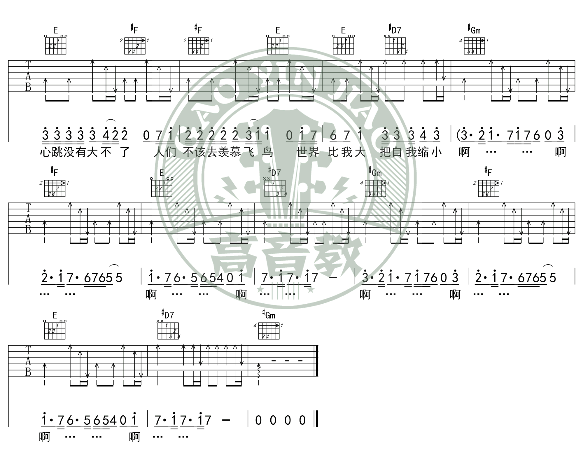 《烦恼歌吉他谱》_群星_张学友_G调六线谱_高清图片谱_G调_吉他图片谱4张 图4