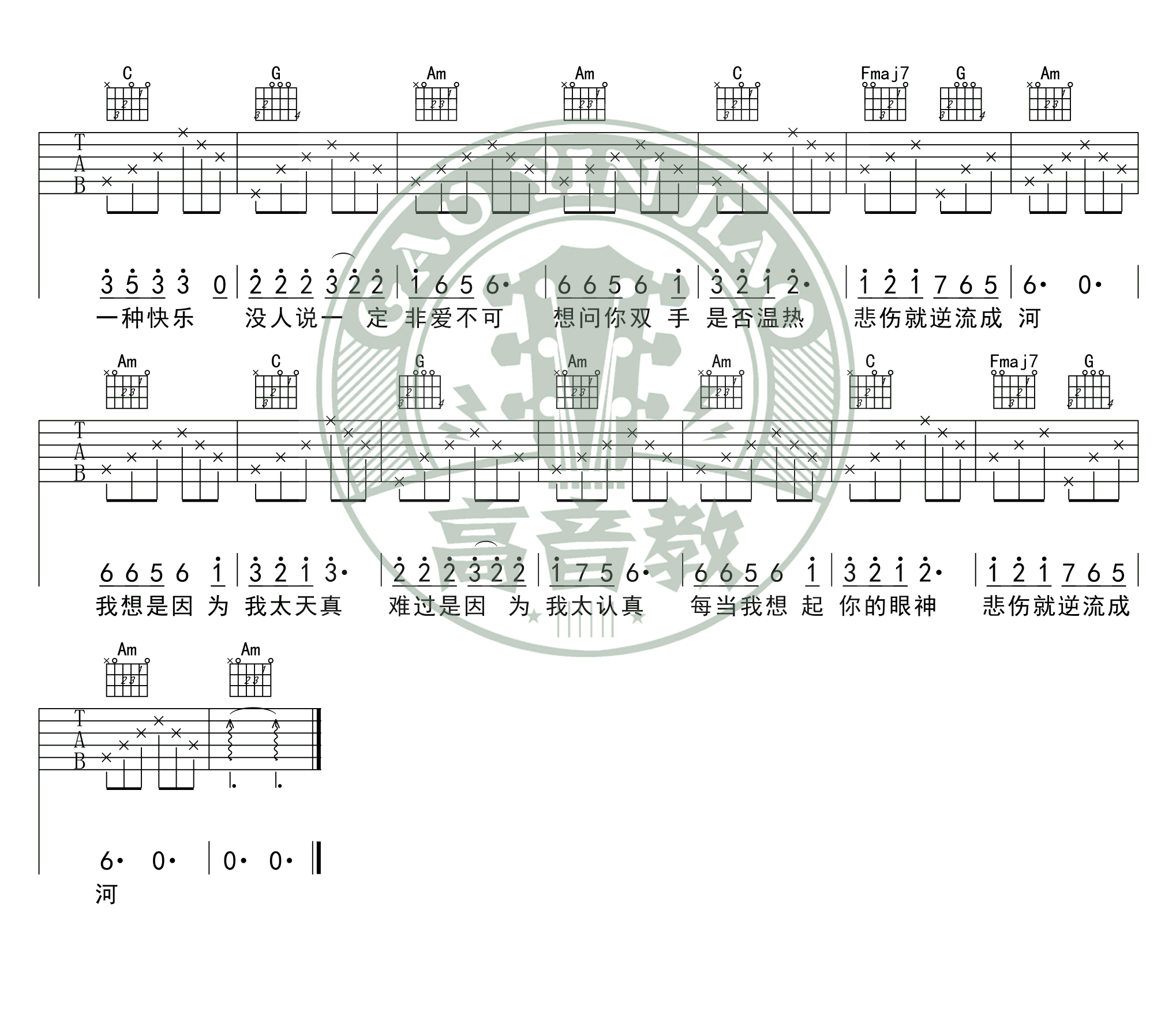 金南玲《逆流成河》吉他谱_C调吉他弹唱谱 - 打谱啦