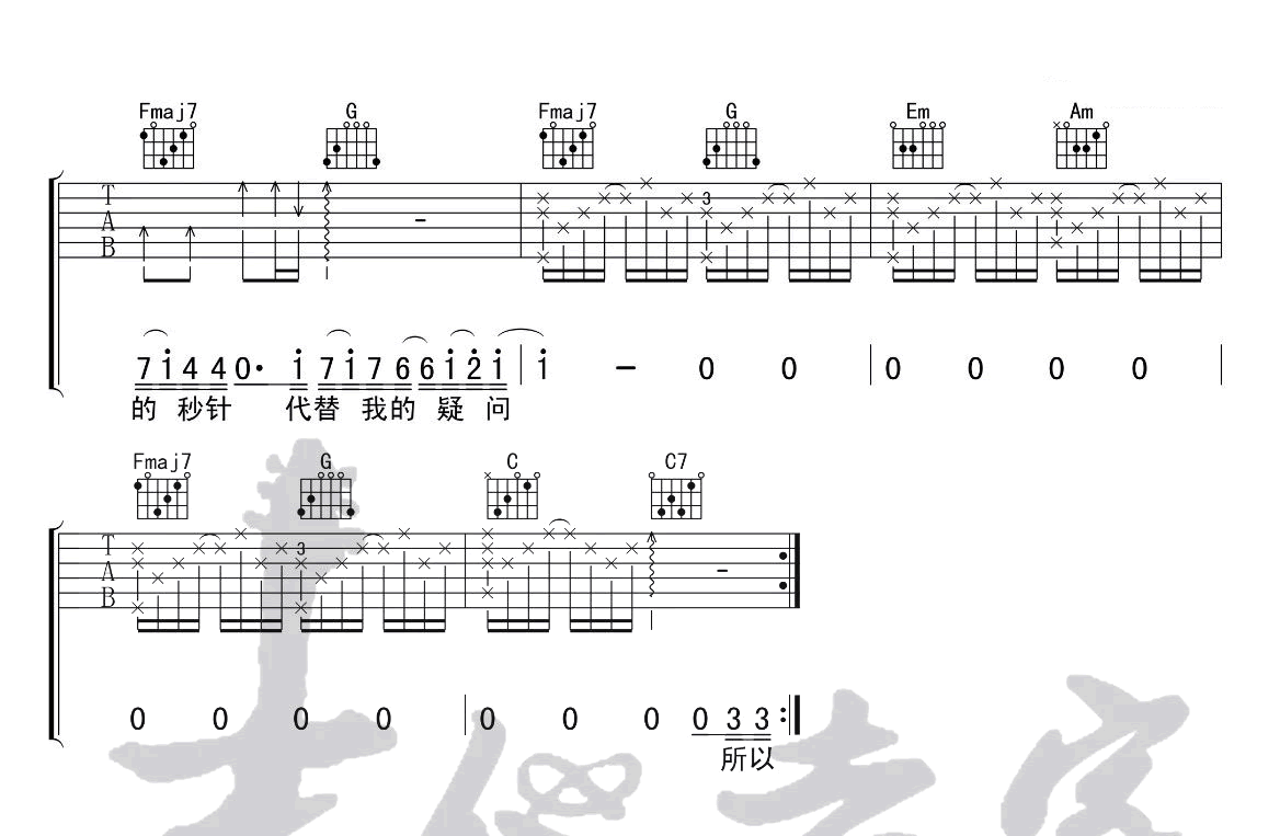 《天份吉他谱》_群星_薛之谦_C调指法_高清弹唱谱_C调_吉他图片谱4张 图4